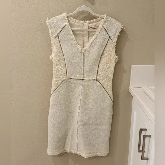 Rebecca Taylor Ivory Fringe Tweed Mini Dress - Picture 2 of 4